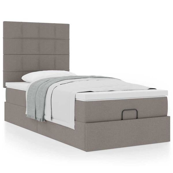 vidaXL Lit ottoman avec matelas taupe 100x200 cm tissu