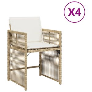 vidaXL Chaises de jardin avec coussins lot de 4 beige r&eacute;sine tress&eacute;e