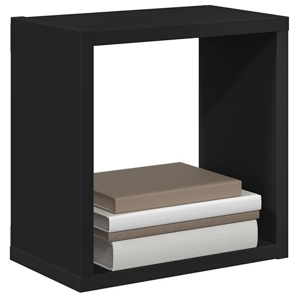 vidaXL &Eacute;tag&egrave;res cube murales 2 pcs Noir 26x15x26 cm