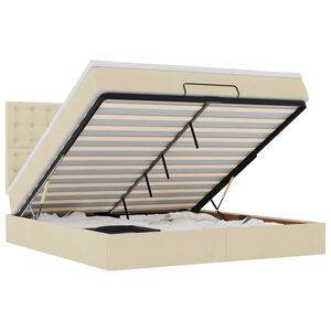 VidaXL Cadre de lit ottoman avec matelas cr&egrave;me 160x200 cm tissu
