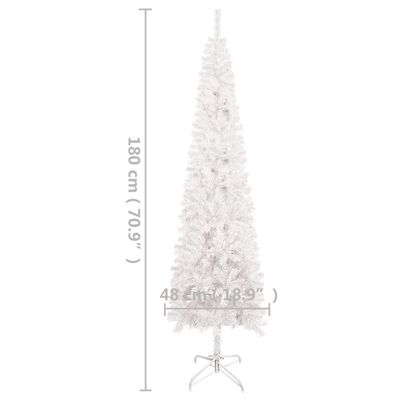 vidaXL Arbre de Noël mince avec LED Blanc 180 cm