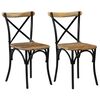 vidaXL Chaises &agrave; dossier crois&eacute; lot de 2 noir bois de manguier solide