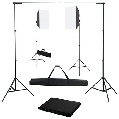 vidaXL Kit de studio photo avec boîtes à lumière et toile de fond