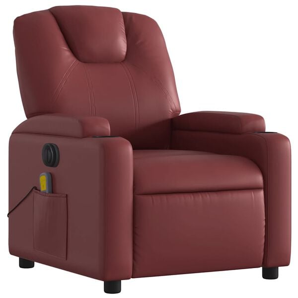 vidaXL Fauteuil de massage inclinable électrique rouge bordeaux