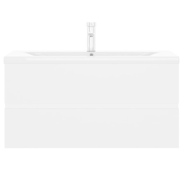 vidaXL Armoire d'&eacute;vier avec lavabo int&eacute;gr&eacute; blanc bois d'ing&eacute;nierie