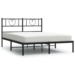 vidaXL Cadre de lit m&eacute;tal sans matelas avec t&ecirc;te de lit noir 135x190cm
