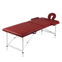 vidaXL Table pliable de massage Rouge 2 zones avec cadre en aluminium