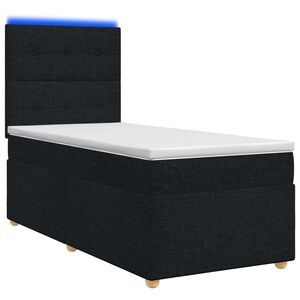 vidaXL Lit boxspring avec matelas Noir 90 x 190 cm Tissu