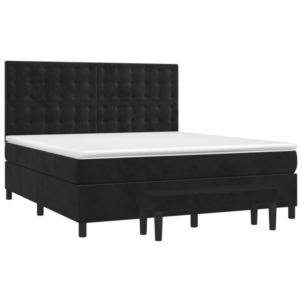 vidaXL Sommier &agrave; lattes de lit avec matelas Noir 180x200 cm Velours