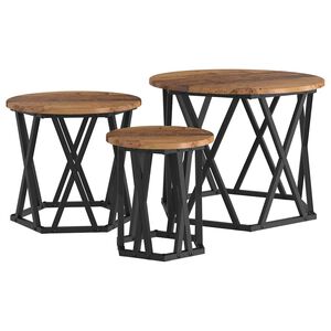 vidaXL Table d'appoint empilable 3 pcs Bois Ancien