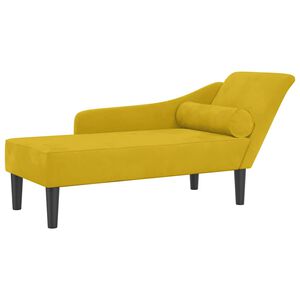 vidaXL Chaise longue avec coussins jaune velours