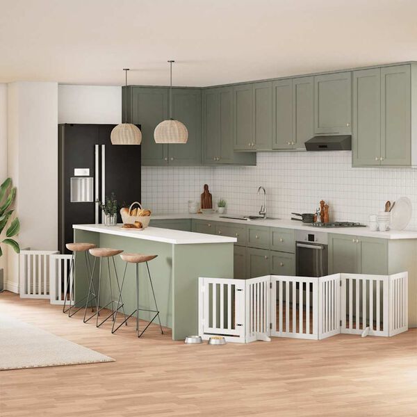 vidaXL Barri&egrave;re pour chien porte pliable 12 panneaux bois de peuplier