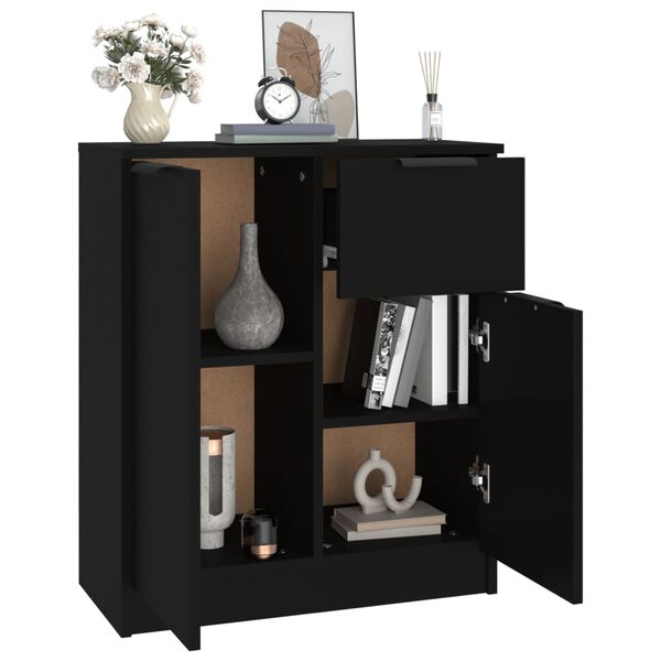 vidaXL Buffet noir 60x30x70 cm bois d'ing&eacute;nierie
