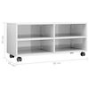 vidaXL Meuble TV avec roulettes Blanc brillant 90x35x35 cm