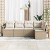 vidaXL Ensemble de canap&eacute; de jardin avec coussin 5 pcs Beige et cr&egrave;me