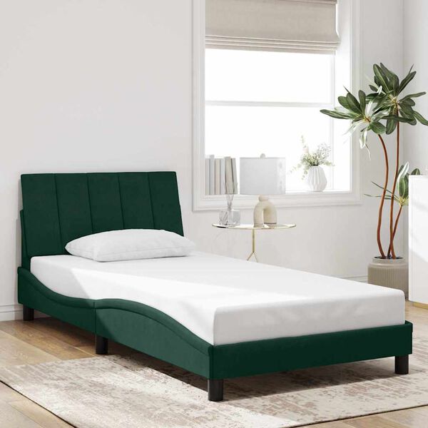 vidaXL Cadre de lit sans matelas Hanko vert fonc&eacute; 100x200 cm velours