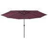 vidaXL Parasol de jardin avec lumi&egrave;res LED m&acirc;t en m&eacute;tal rouge bordeaux