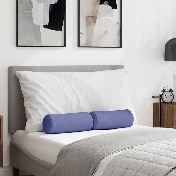 vidaXL Coussins d'accent 2 pcs Bleu denim &Oslash; 15 x 40 cm tissu