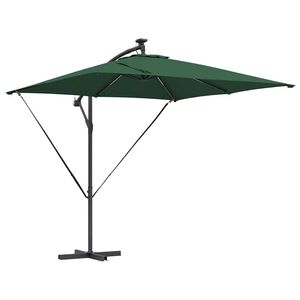 vidaXL Parasol banane &agrave; m&acirc;t d&eacute;port&eacute; Vert 249 x 249 x 250 cm