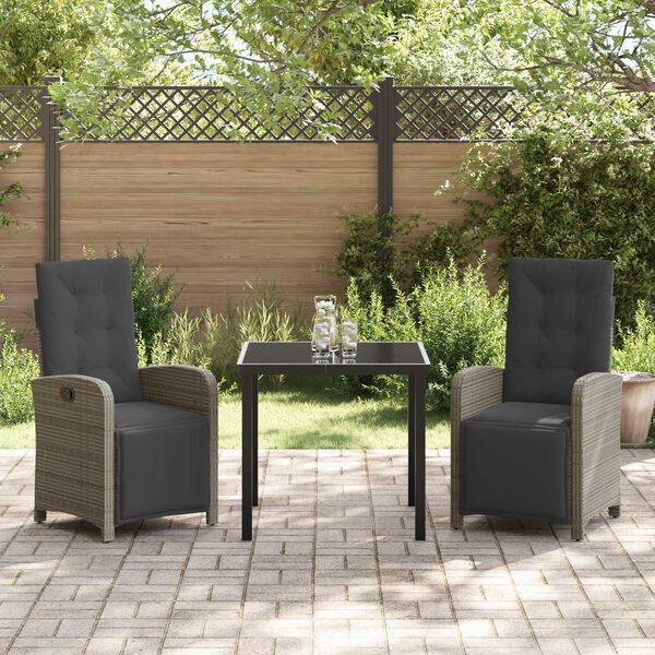 vidaXL Ensemble de salle &agrave; manger pour jardin 3 pcs Gris polyrotin