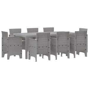 vidaXL Ensemble de salle &agrave; manger pour jardin 9 pcs Gris clair