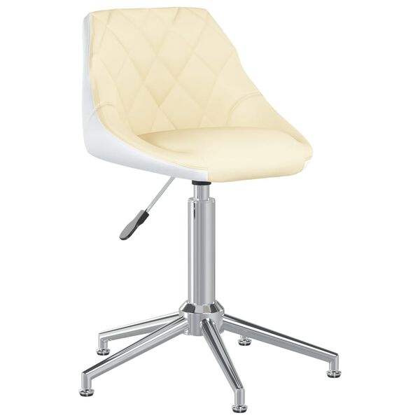vidaXL Chaises &agrave; manger pivotantes lot de 2 cr&egrave;me et blanc similicuir