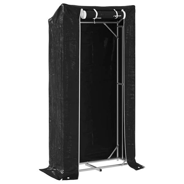 vidaXL Portant de bois de chauffage et housse de pluie acier galvanis&eacute;