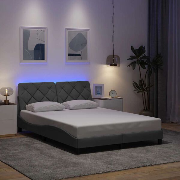 vidaXL Cadre de lit avec LED sans matelas gris clair 120x200 cm tissu