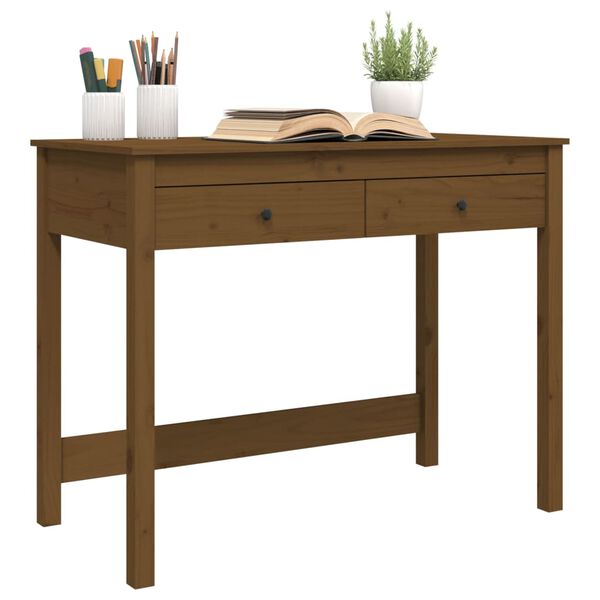 vidaXL Bureau avec tiroirs Marron miel 100x50x78 cm Bois massif de pin