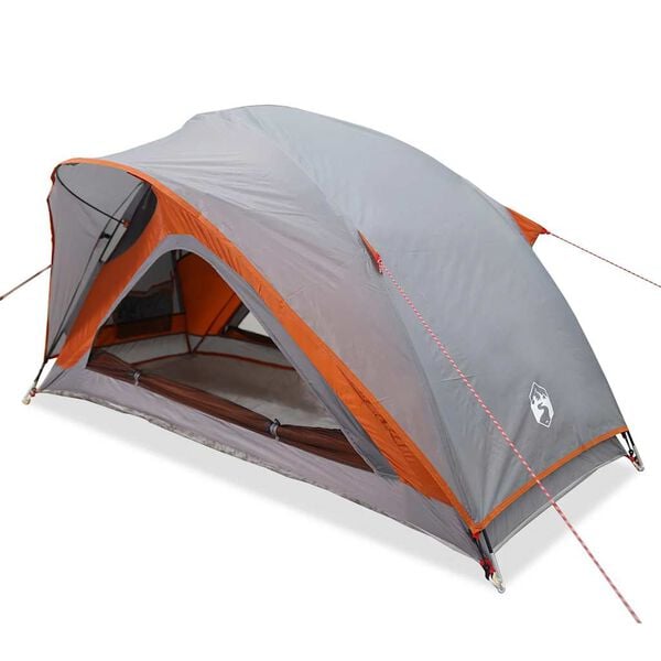 vidaXL Tente de camping 1 personne gris et orange imperm&eacute;able