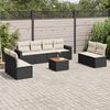 vidaXL Salon de jardin 9 pcs avec coussins noir r&eacute;sine tress&eacute;e
