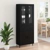vidaXL Haut Armoire 2 pcs Ch&ecirc;ne noir Bois Agglom&eacute;r&eacute; et Verre