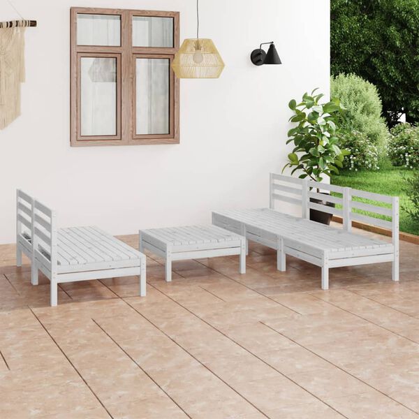 vidaXL Salon de jardin 6 pcs Blanc Bois de pin massif