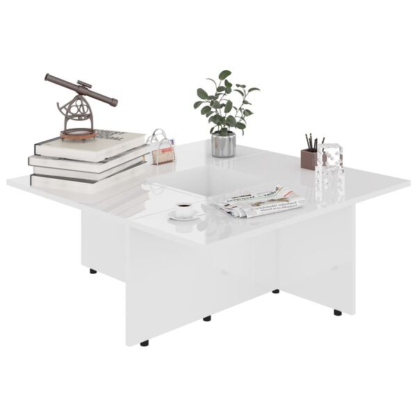 vidaXL Table basse Blanc brillant 79,5x79,5x30 cm bois d'ingénierie