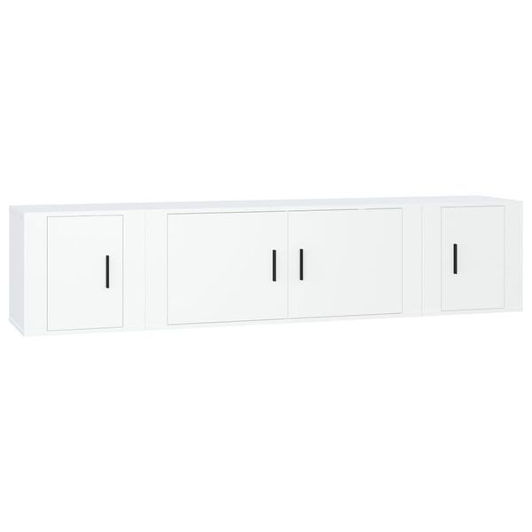vidaXL Ensemble de meubles TV 3 pcs Blanc Bois d'ingénierie