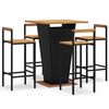 vidaXL Ensemble de bar jardin 5 pcs noir poly rotin/bois massif acacia