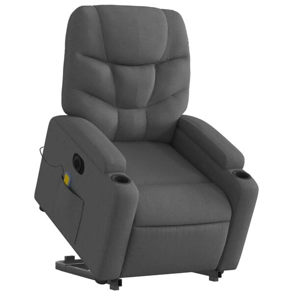 vidaXL Fauteuil inclinable de massage &eacute;lectrique Gris fonc&eacute; Tissu