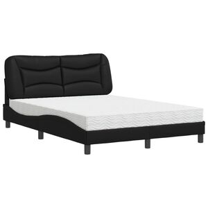 vidaXL Lit avec matelas Hvar noir 140x190 cm similicuir