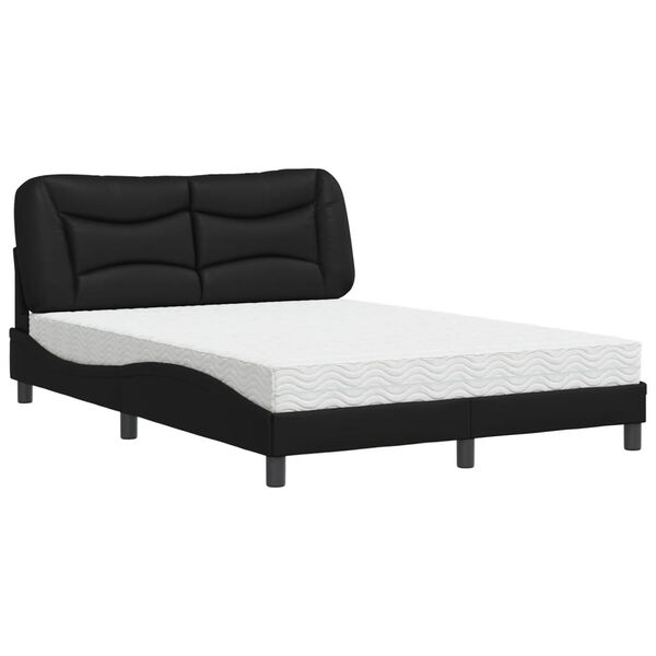 vidaXL Lit avec matelas Hvar noir 140x190 cm similicuir