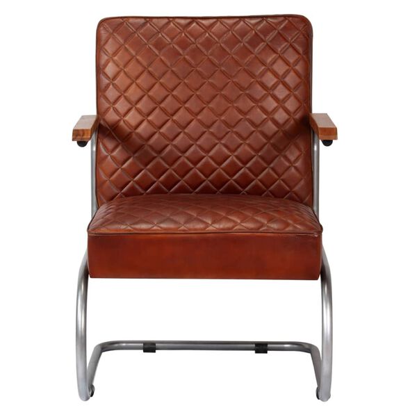 vidaXL Fauteuil marron fonc&eacute; cuir v&eacute;ritable