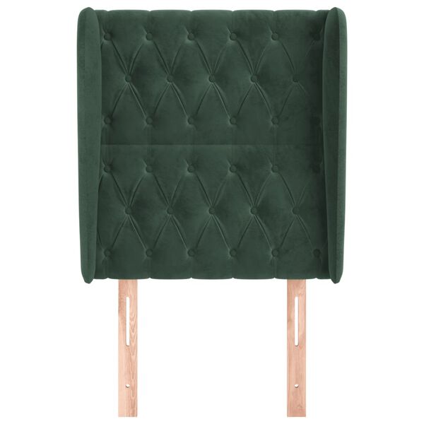 vidaXL Tête de lit avec oreilles Vert foncé 83x23x118/128 cm Velours