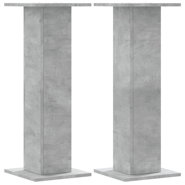 vidaXL Supports de haut-parleurs 2 pcs gris béton bois d'ingénierie