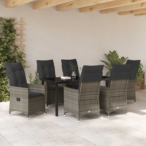 vidaXL Ensemble de salle à manger pour jardin 7 pcs Gris polyrotin