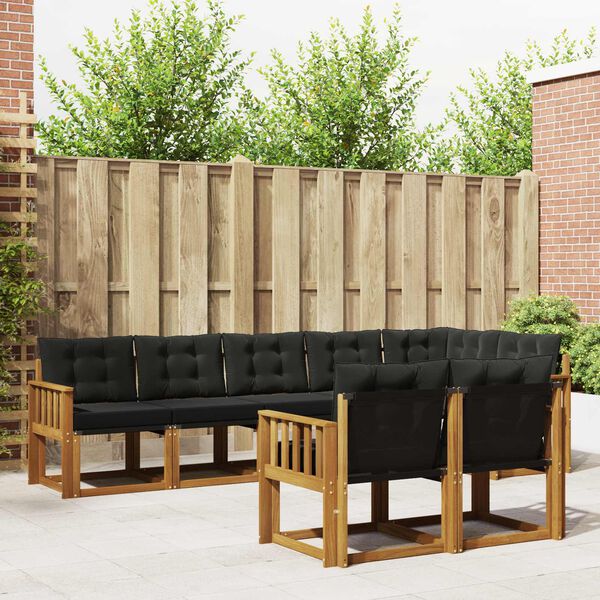 vidaXL Ensemble de canap&eacute;s d'ext&eacute;rieur 8 pcs Naturel et Noir