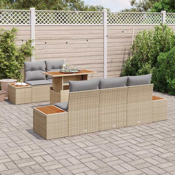 vidaXL Ensemble de salle &agrave; manger pour jardin 6 pcs Beige et gris