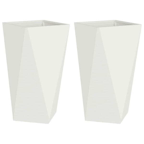 vidaXL Jardini&egrave;re 2 pcs Blanc 40 x 40 x 75 cm Acier