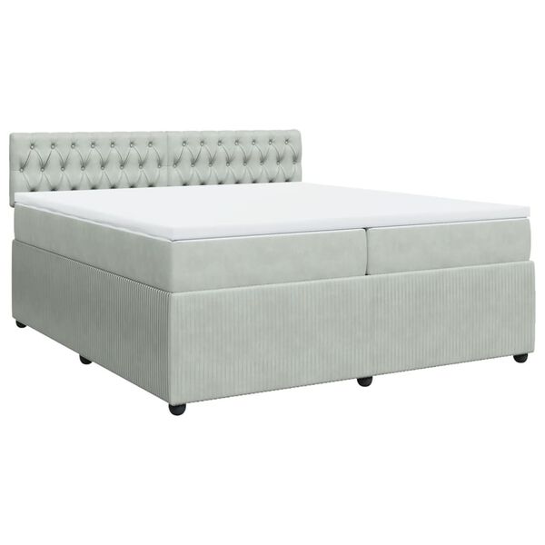 vidaXL Sommier &agrave; lattes de lit et matelas Gris clair 200x200cm Velours
