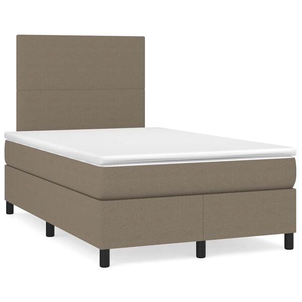 vidaXL Sommier &agrave; lattes de lit matelas et LED taupe 120x190 cm tissu