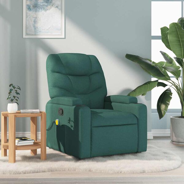 vidaXL Fauteuil de massage inclinable Vert fonc&eacute; Tissu