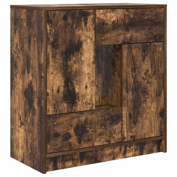 vidaXL Buffet avec tiroirs et portes chêne fumé 70,5x34x74,5 cm